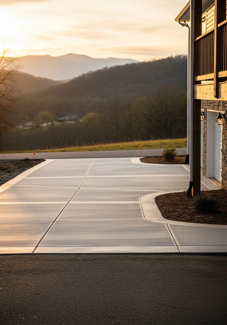 Portrait of a satisfied Sevierville property owner standing on their deck or porch with mountain scenery visible.